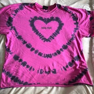Teddy Fresh Pink and Black Heart Tie-Dye Tee